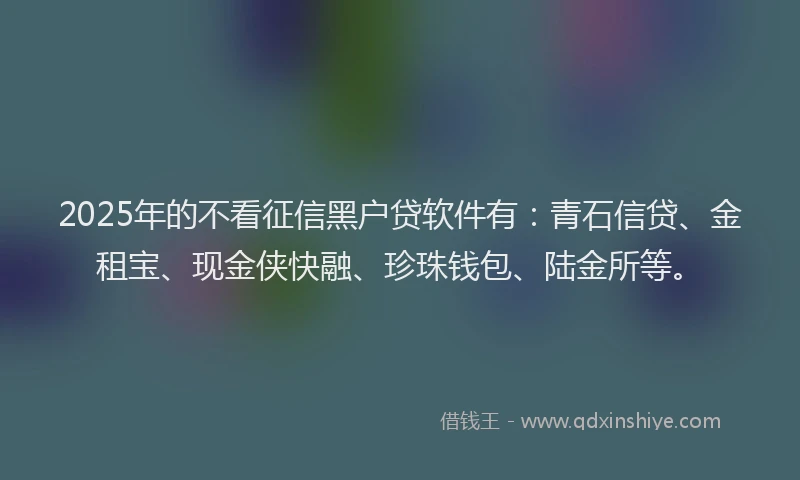2025年的不看征信黑户贷软件有：青石信贷、金租宝、现金侠快融、珍珠钱包、陆金所等。