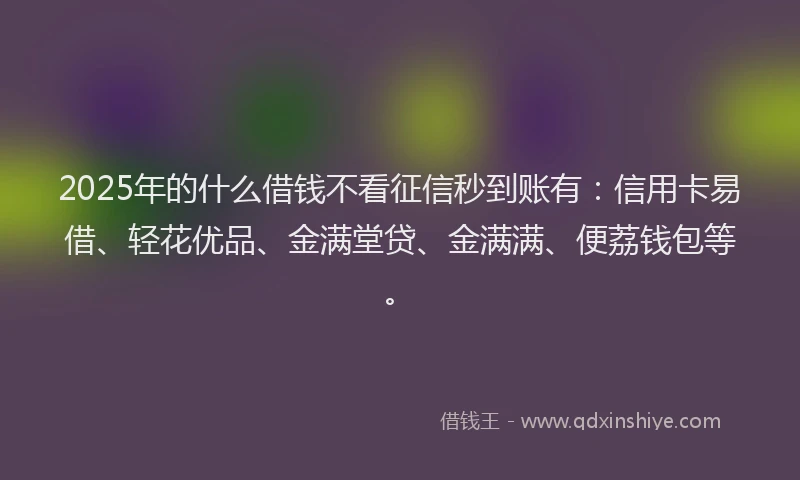2025年的什么借钱不看征信秒到账有：信用卡易借、轻花优品、金满堂贷、金满满、便荔钱包等。