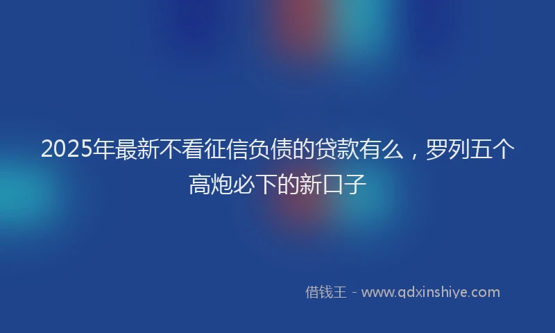 2025年最新不看征信负债的贷款有么，罗列五个高炮必下的新口子