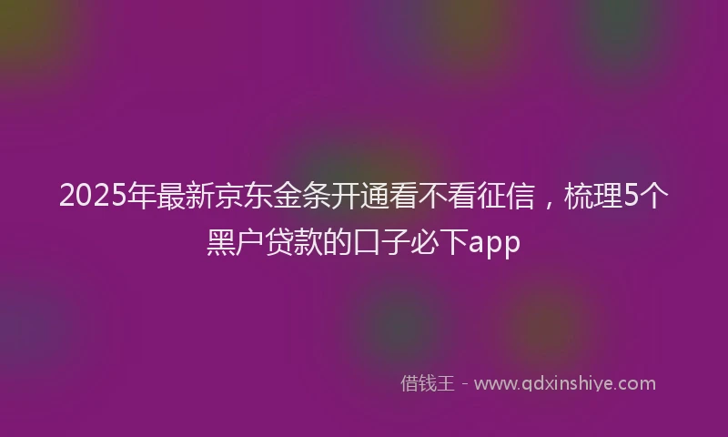 2025年最新京东金条开通看不看征信，梳理5个黑户贷款的口子必下app