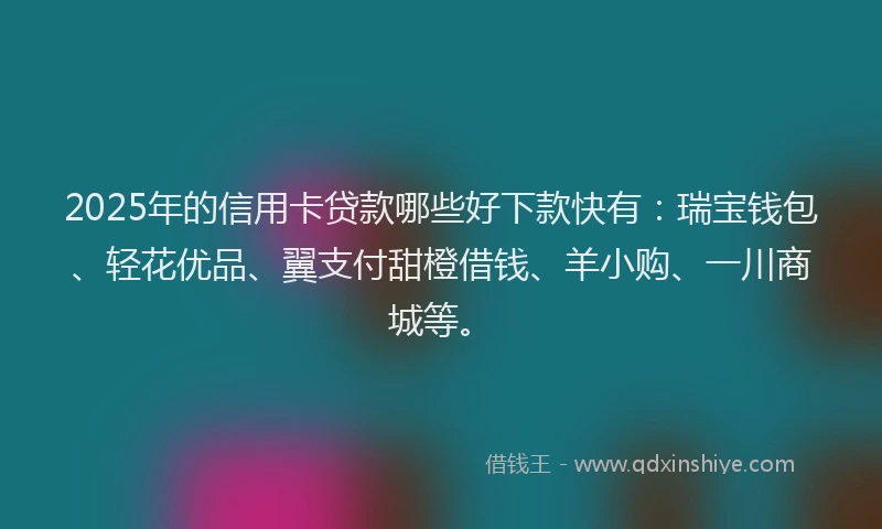 2025年的信用卡贷款哪些好下款快有：瑞宝钱包、轻花优品、翼支付甜橙借钱、羊小购、一川商城等。
