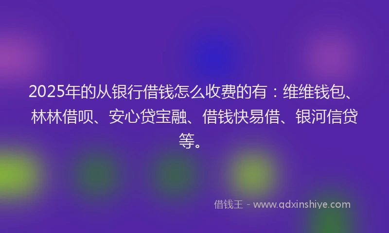 2025年的从银行借钱怎么收费的有：维维钱包、林林借呗、安心贷宝融、借钱快易借、银河信贷等。