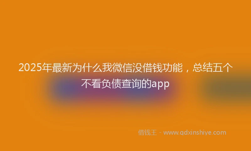 2025年最新为什么我微信没借钱功能，总结五个不看负债查询的app