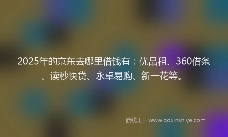 2025年的京东去哪里借钱有：优品租、360借条、读秒快贷、永卓易购、新一花等。