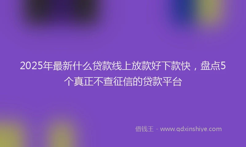 2025年最新什么贷款线上放款好下款快，盘点5个真正不查征信的贷款平台