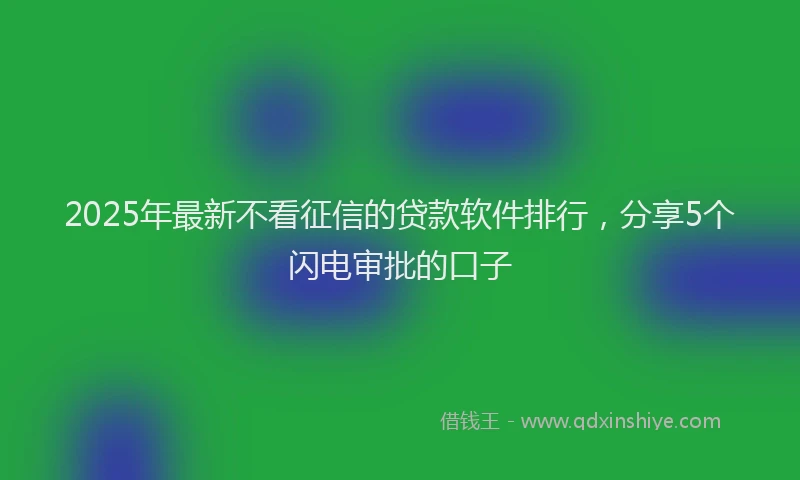 2025年最新不看征信的贷款软件排行，分享5个闪电审批的口子