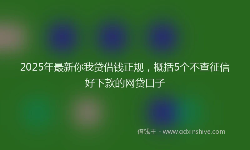 2025年最新你我贷借钱正规，概括5个不查征信好下款的网贷口子