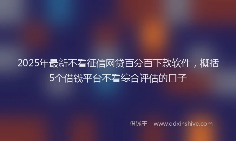 2025年最新不看征信网贷百分百下款软件，概括5个借钱平台不看综合评估的口子