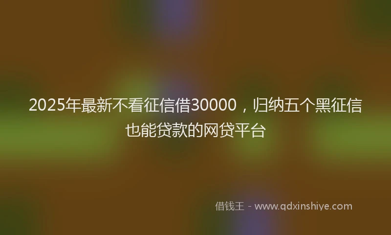 2025年最新不看征信借30000，归纳五个黑征信也能贷款的网贷平台