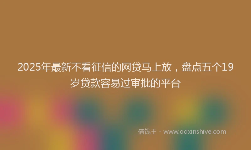 2025年最新不看征信的网贷马上放，盘点五个19岁贷款容易过审批的平台