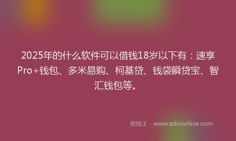 2025年的什么软件可以借钱18岁以下有：速享Pro+钱包、多米易购、柯基贷、钱袋瞬贷宝、智汇钱包等。