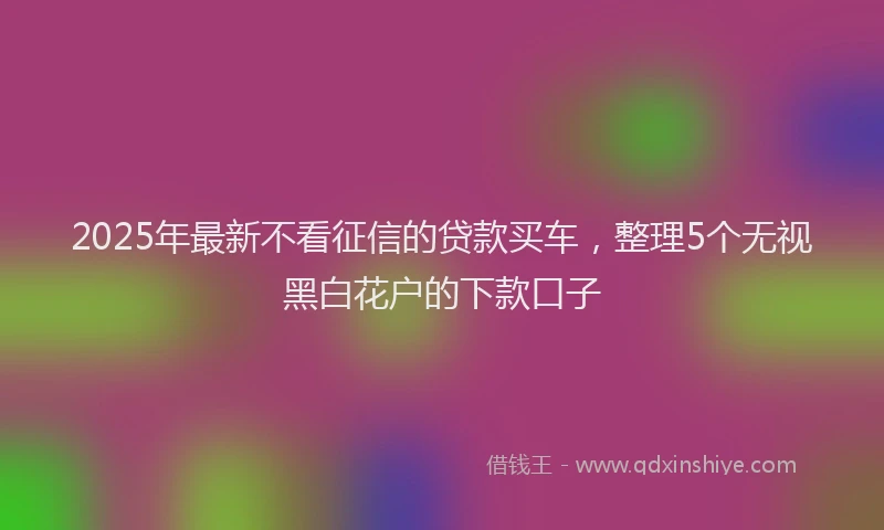 2025年最新不看征信的贷款买车，整理5个无视黑白花户的下款口子