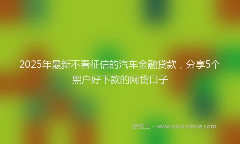 2025年最新不看征信的汽车金融贷款，分享5个黑户好下款的网贷口子