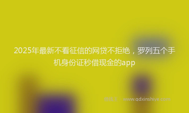 2025年最新不看征信的网贷不拒绝，罗列五个手机身份证秒借现金的app
