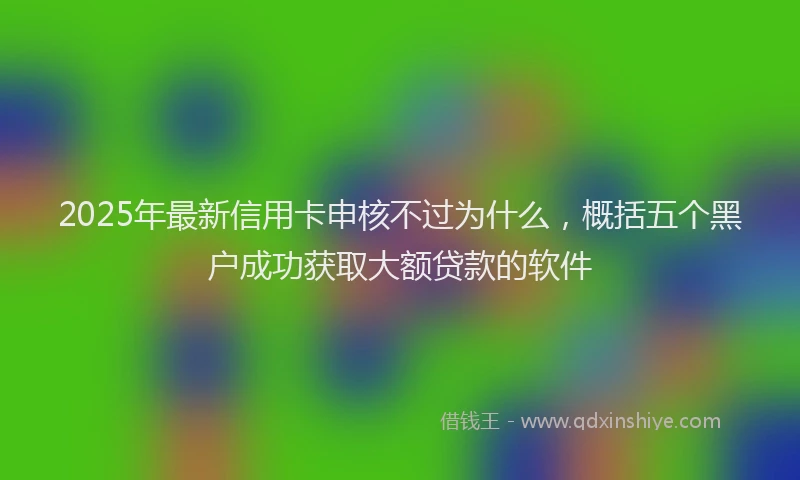 2025年最新信用卡申核不过为什么，概括五个黑户成功获取大额贷款的软件
