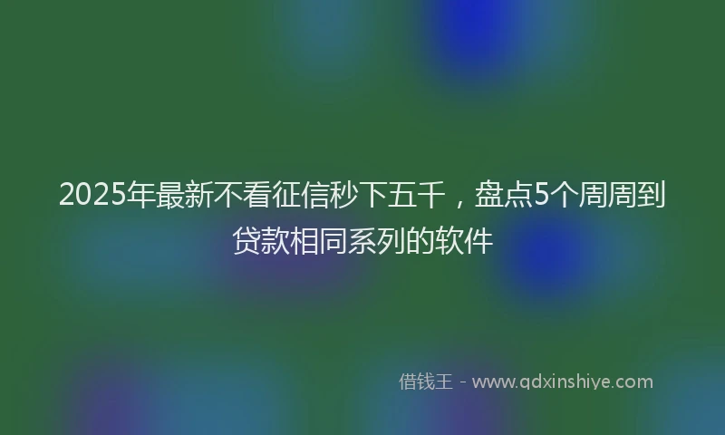 2025年最新不看征信秒下五千，盘点5个周周到贷款相同系列的软件