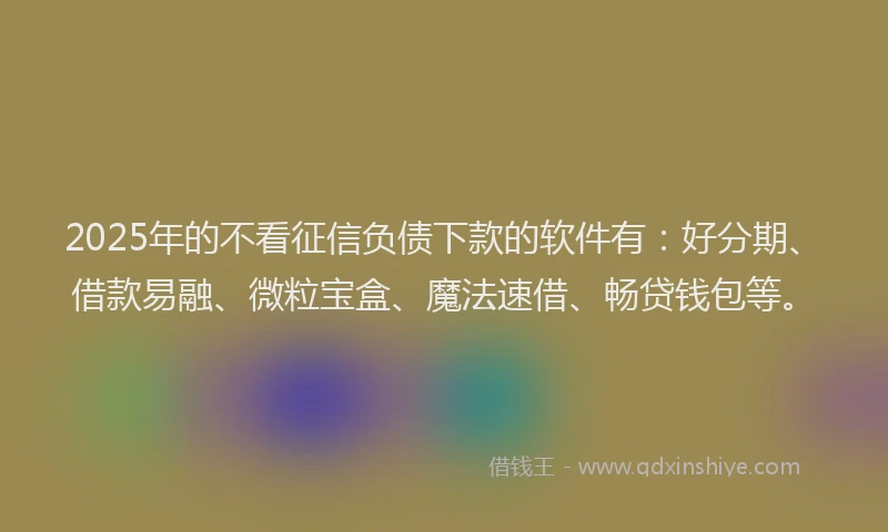 2025年的不看征信负债下款的软件有：好分期、借款易融、微粒宝盒、魔法速借、畅贷钱包等。