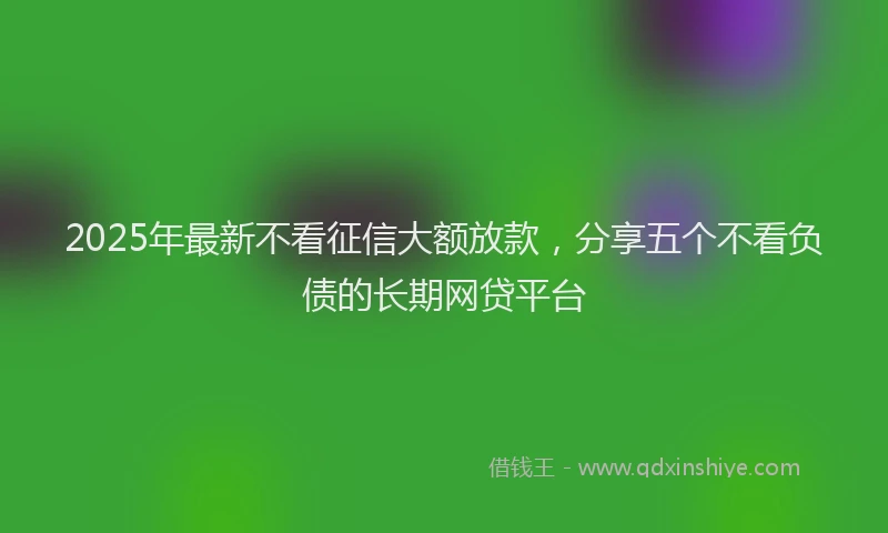 2025年最新不看征信大额放款，分享五个不看负债的长期网贷平台