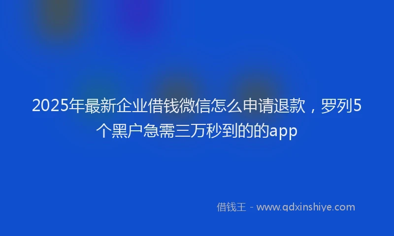 2025年最新企业借钱微信怎么申请退款，罗列5个黑户急需三万秒到的的app