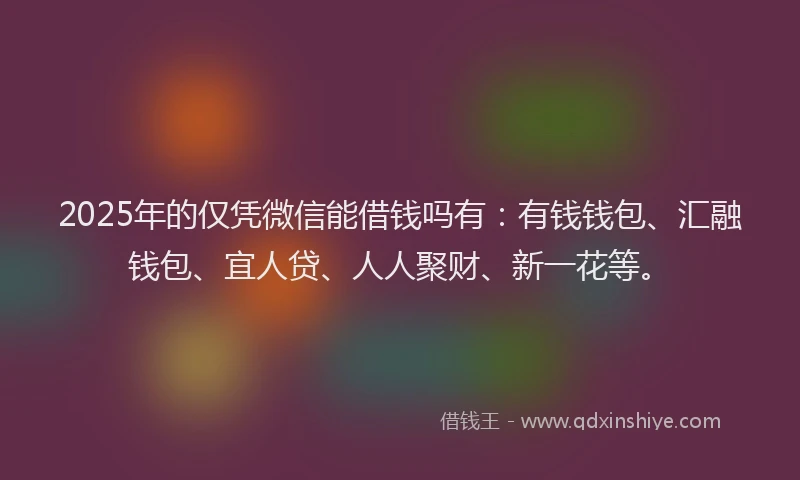 2025年的仅凭微信能借钱吗有：有钱钱包、汇融钱包、宜人贷、人人聚财、新一花等。
