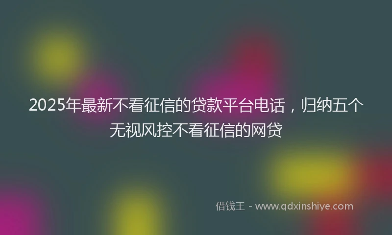 2025年最新不看征信的贷款平台电话，归纳五个无视风控不看征信的网贷