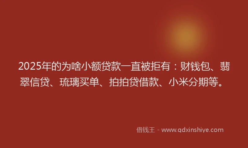 2025年的为啥小额贷款一直被拒有：财钱包、翡翠信贷、琉璃买单、拍拍贷借款、小米分期等。