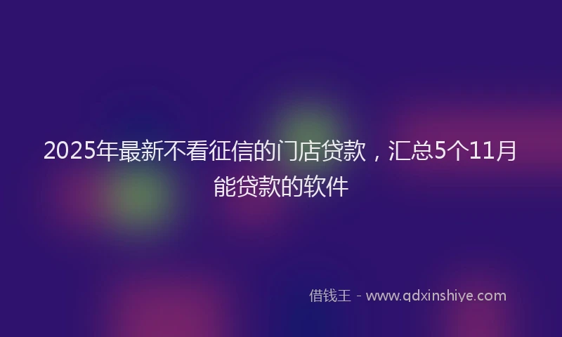 2025年最新不看征信的门店贷款，汇总5个11月能贷款的软件