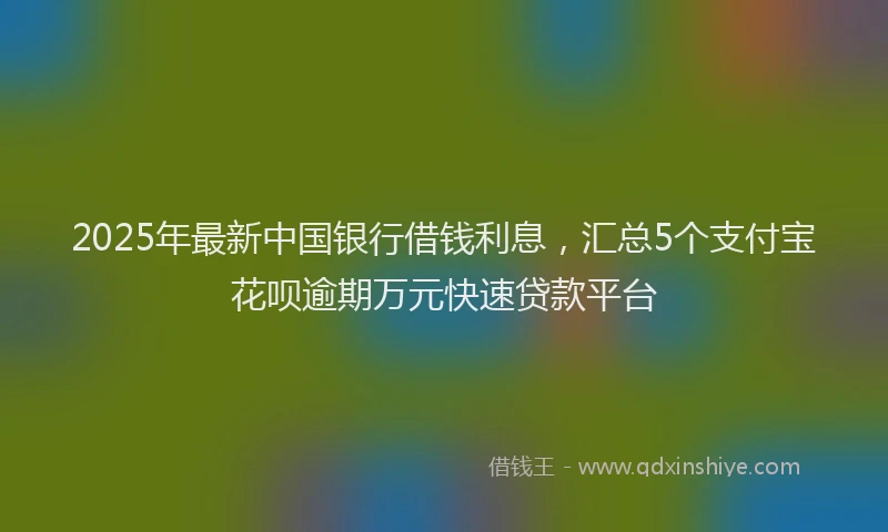 2025年最新中国银行借钱利息，汇总5个支付宝花呗逾期万元快速贷款平台
