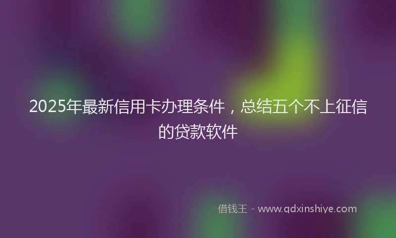 2025年最新信用卡办理条件，总结五个不上征信的贷款软件