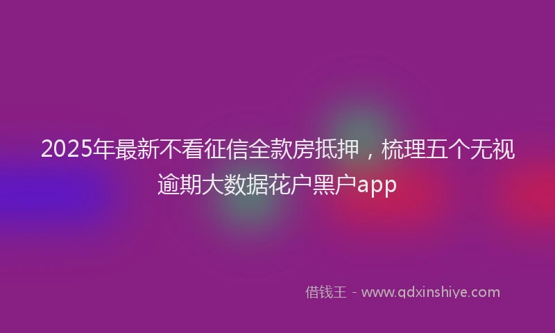 2025年最新不看征信全款房抵押，梳理五个无视逾期大数据花户黑户app