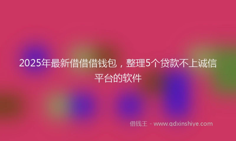 2025年最新借借借钱包，整理5个贷款不上诚信平台的软件