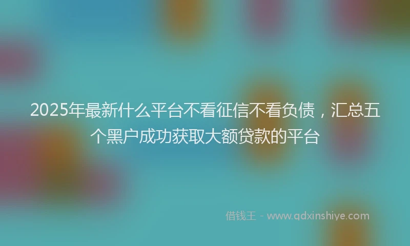 2025年最新什么平台不看征信不看负债，汇总五个黑户成功获取大额贷款的平台