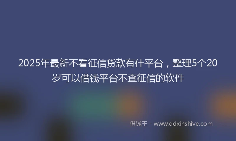 2025年最新不看征信货款有什平台，整理5个20岁可以借钱平台不查征信的软件