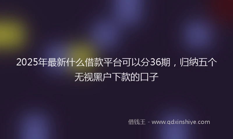 2025年最新什么借款平台可以分36期，归纳五个无视黑户下款的口子