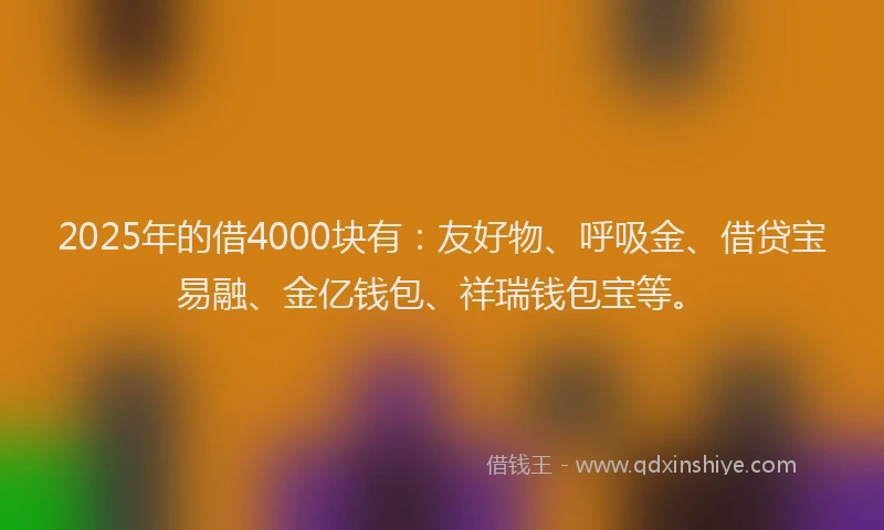 2025年的借4000块有：友好物、呼吸金、借贷宝易融、金亿钱包、祥瑞钱包宝等。