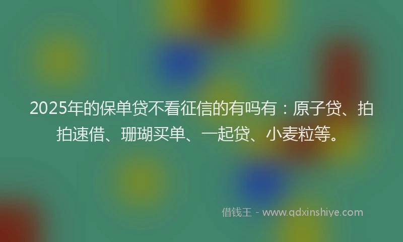2025年的保单贷不看征信的有吗有：原子贷、拍拍速借、珊瑚买单、一起贷、小麦粒等。