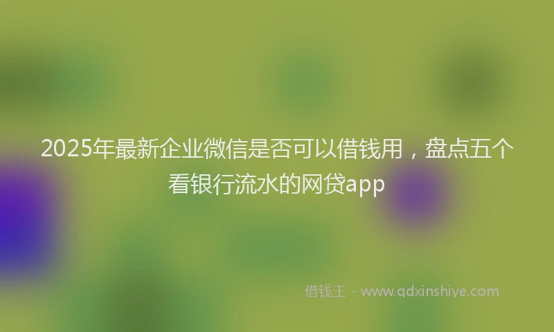 2025年最新企业微信是否可以借钱用，盘点五个看银行流水的网贷app