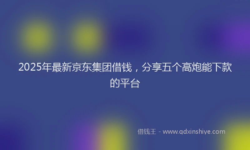 2025年最新京东集团借钱，分享五个高炮能下款的平台