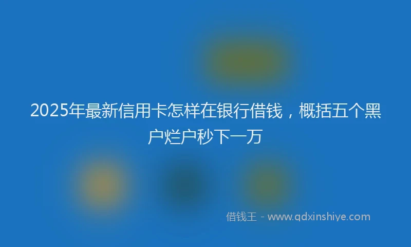2025年最新信用卡怎样在银行借钱，概括五个黑户烂户秒下一万