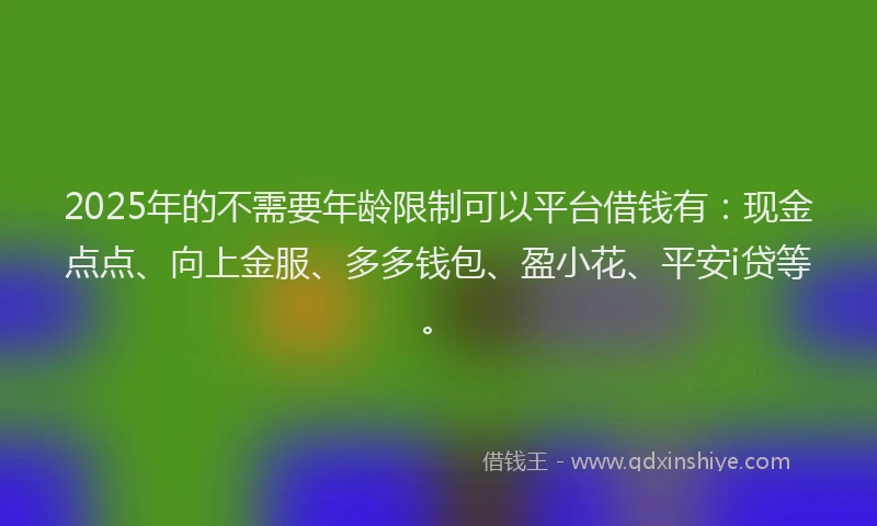 2025年的不需要年龄限制可以平台借钱有：现金点点、向上金服、多多钱包、盈小花、平安i贷等。