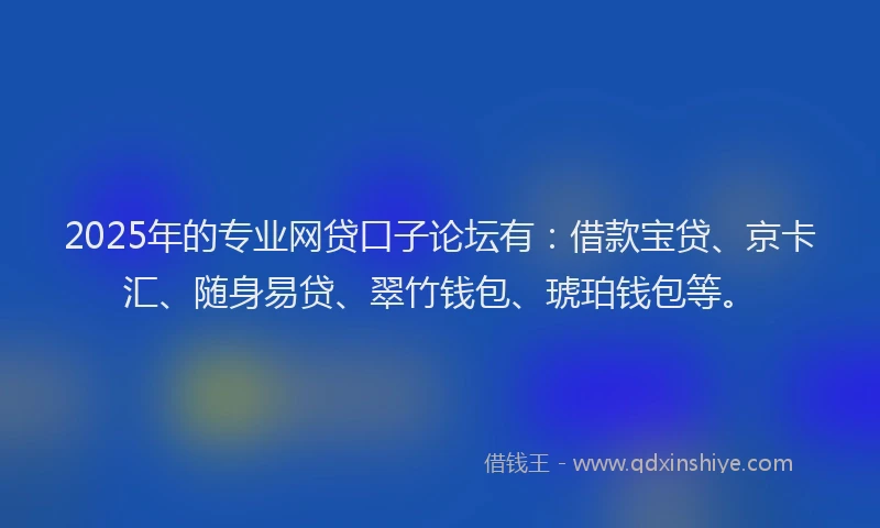 2025年的专业网贷口子论坛有：借款宝贷、京卡汇、随身易贷、翠竹钱包、琥珀钱包等。