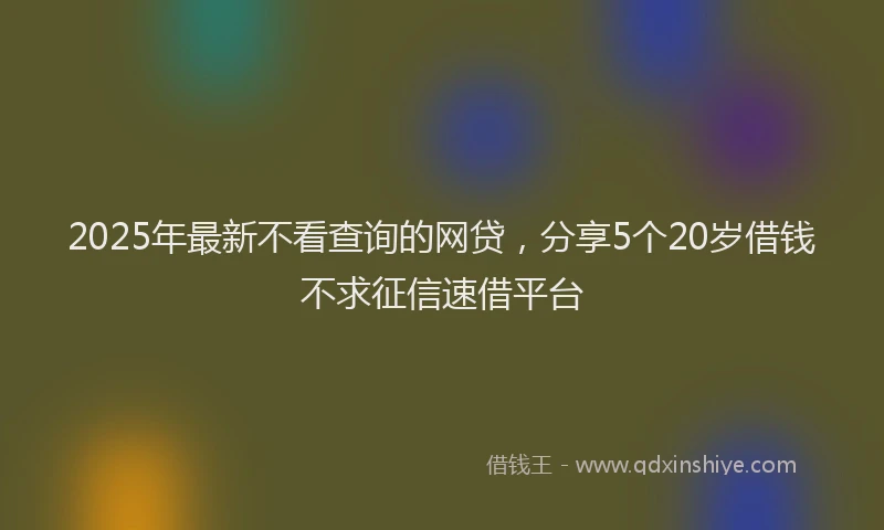 2025年最新不看查询的网贷，分享5个20岁借钱不求征信速借平台