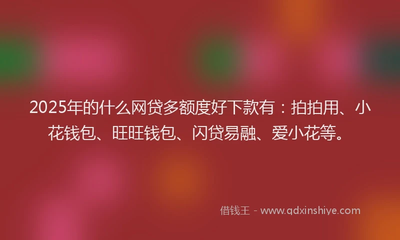2025年的什么网贷多额度好下款有：拍拍用、小花钱包、旺旺钱包、闪贷易融、爱小花等。