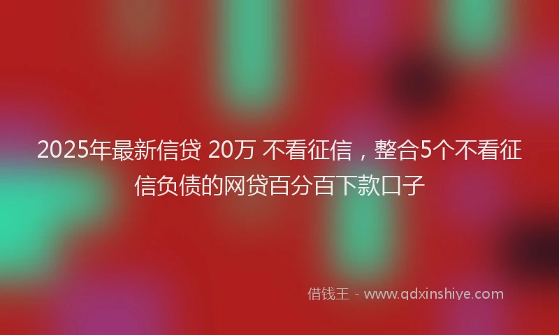 2025年最新信贷 20万 不看征信，整合5个不看征信负债的网贷百分百下款口子