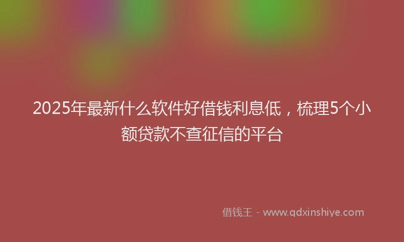 2025年最新什么软件好借钱利息低，梳理5个小额贷款不查征信的平台