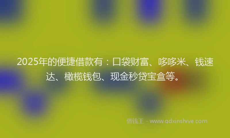 2025年的便捷借款有：口袋财富、哆哆米、钱速达、橄榄钱包、现金秒贷宝盒等。