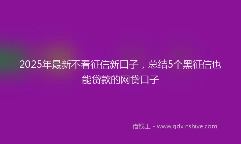 2025年最新不看征信新口子，总结5个黑征信也能贷款的网贷口子