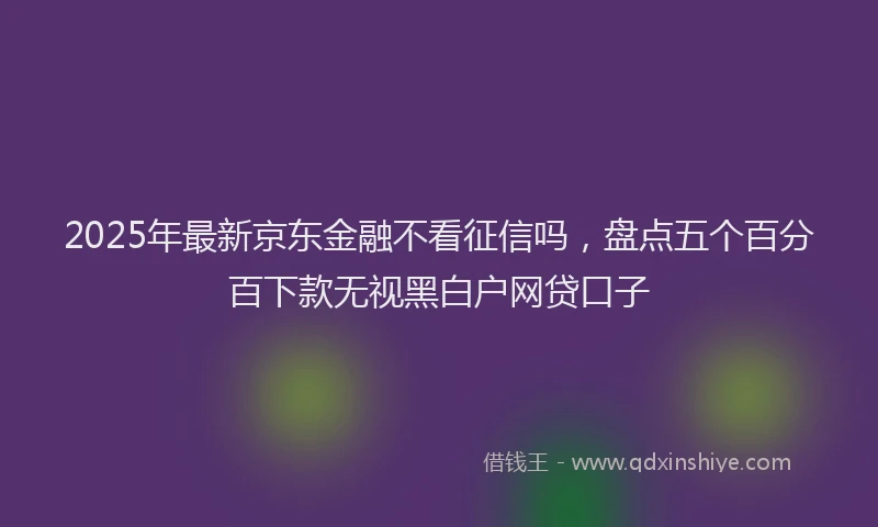 2025年最新京东金融不看征信吗，盘点五个百分百下款无视黑白户网贷口子