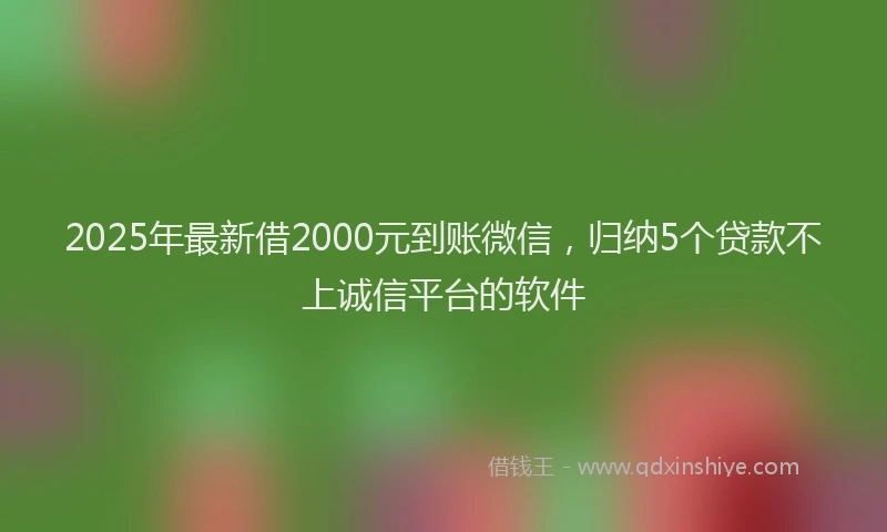 2025年最新借2000元到账微信，归纳5个贷款不上诚信平台的软件