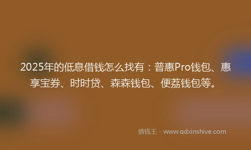 2025年的低息借钱怎么找有：普惠Pro钱包、惠享宝券、时时贷、森森钱包、便荔钱包等。